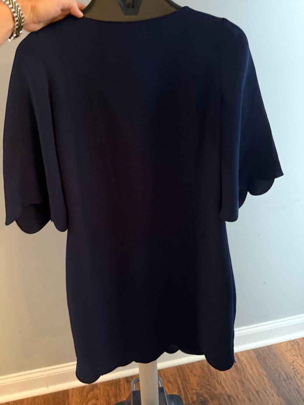 Sail to Sable Navy Dress Scalloped Edge